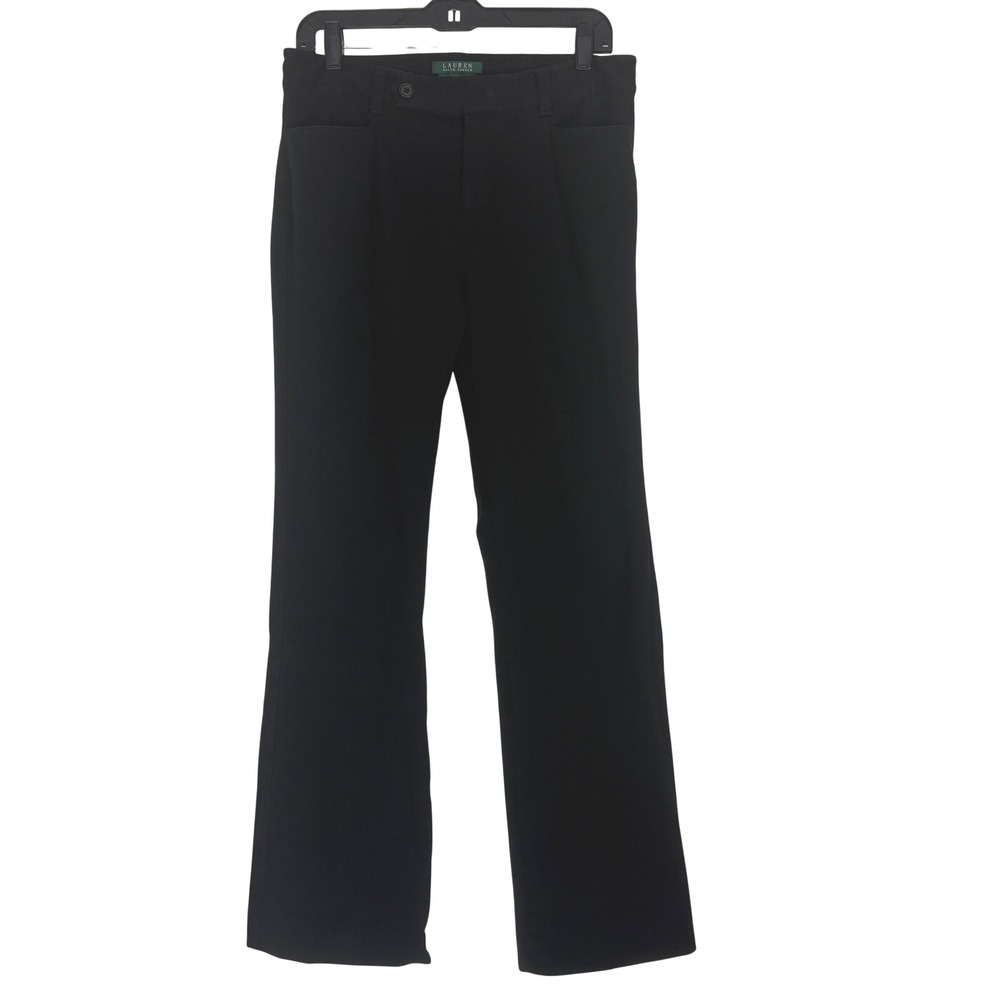 Lauren Ralph Lauren Adelle Black Straight Leg Trousers Stretch Pants Size 8